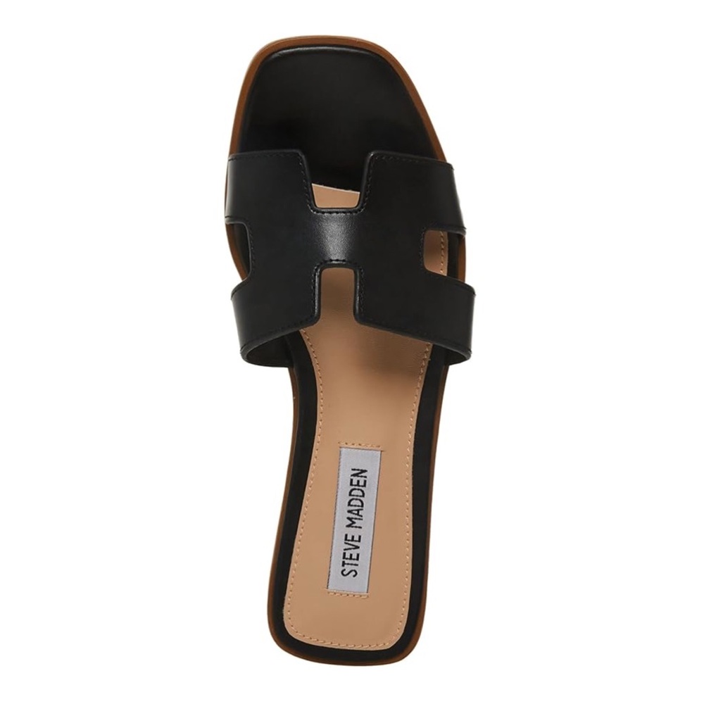 STEVE MADDEN • Black Haydn Slide Sandals Similar to Hermès Oran